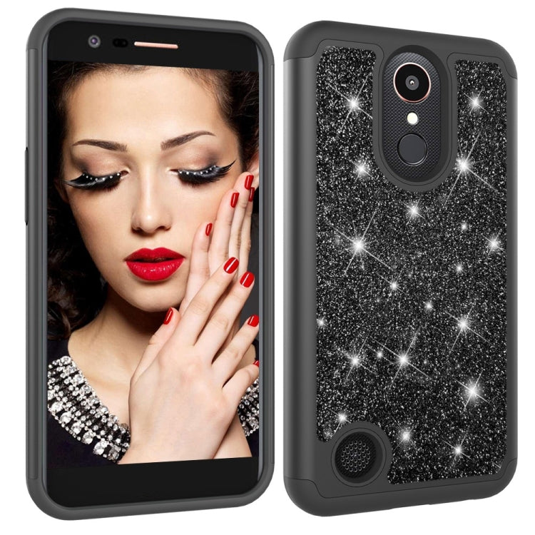 Glitter Powder Contrast Skin Shockproof Silicone + PC Protective Case for LG K10 (2017) / K20 Plus