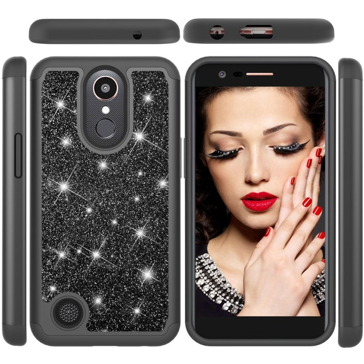 Glitter Powder Contrast Skin Shockproof Silicone + PC Protective Case for LG K10 (2017) / K20 Plus