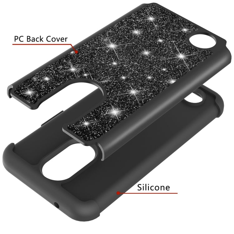 Glitter Powder Contrast Skin Shockproof Silicone + PC Protective Case for LG K10 (2017) / K20 Plus