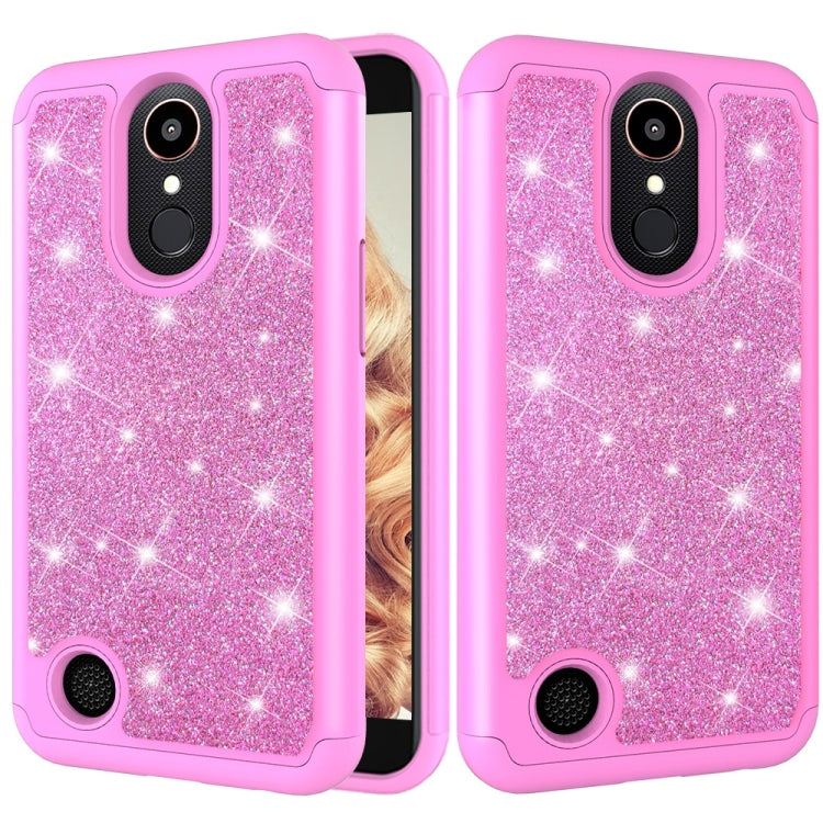 Glitter Powder Contrast Skin Shockproof Silicone + PC Protective Case for LG K10 (2017) / K20 Plus