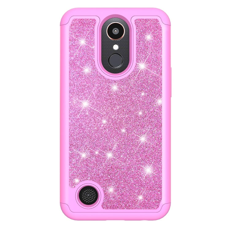 Glitter Powder Contrast Skin Shockproof Silicone + PC Protective Case for LG K10 (2017) / K20 Plus