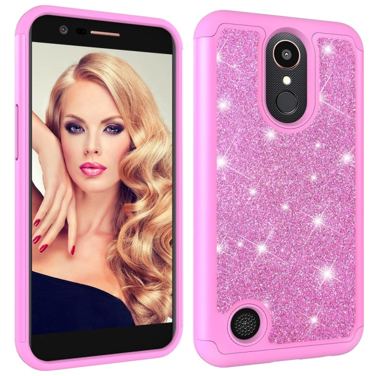 Glitter Powder Contrast Skin Shockproof Silicone + PC Protective Case for LG K10 (2017) / K20 Plus