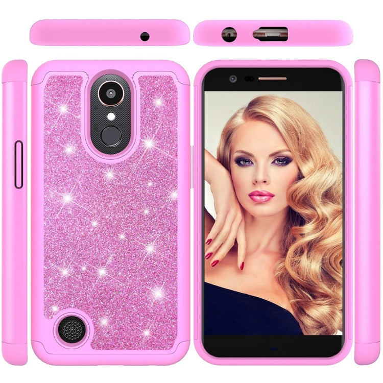 Glitter Powder Contrast Skin Shockproof Silicone + PC Protective Case for LG K10 (2017) / K20 Plus
