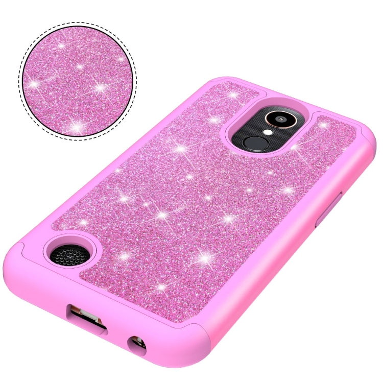 Glitter Powder Contrast Skin Shockproof Silicone + PC Protective Case for LG K10 (2017) / K20 Plus