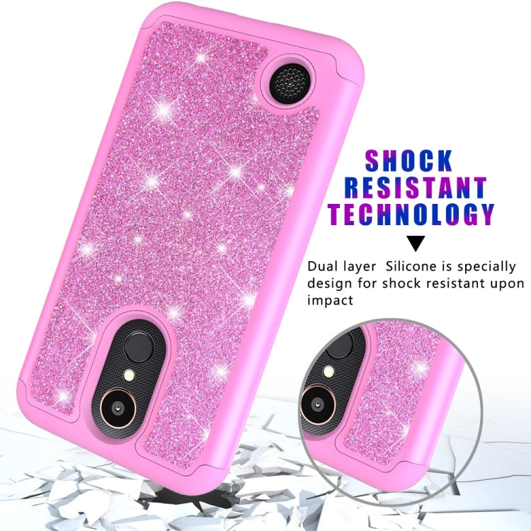 Glitter Powder Contrast Skin Shockproof Silicone + PC Protective Case for LG K10 (2017) / K20 Plus