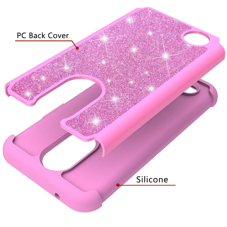 Glitter Powder Contrast Skin Shockproof Silicone + PC Protective Case for LG K10 (2017) / K20 Plus