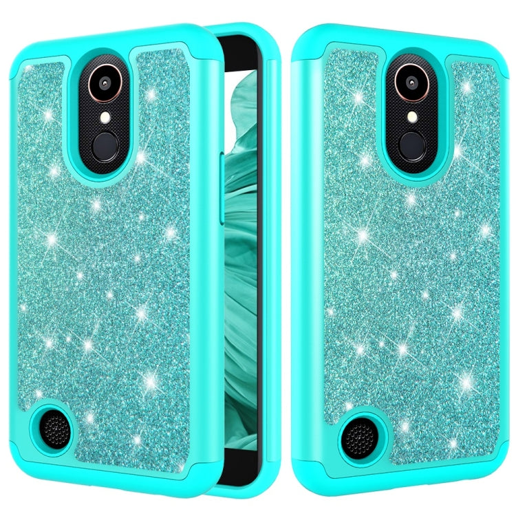 Glitter Powder Contrast Skin Shockproof Silicone + PC Protective Case for LG K10 (2017) / K20 Plus