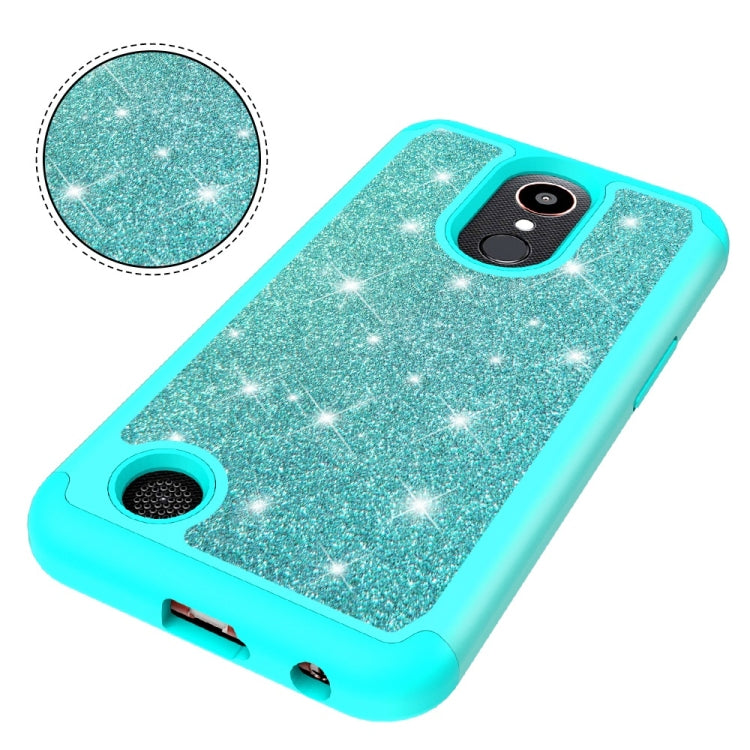 Glitter Powder Contrast Skin Shockproof Silicone + PC Protective Case for LG K10 (2017) / K20 Plus