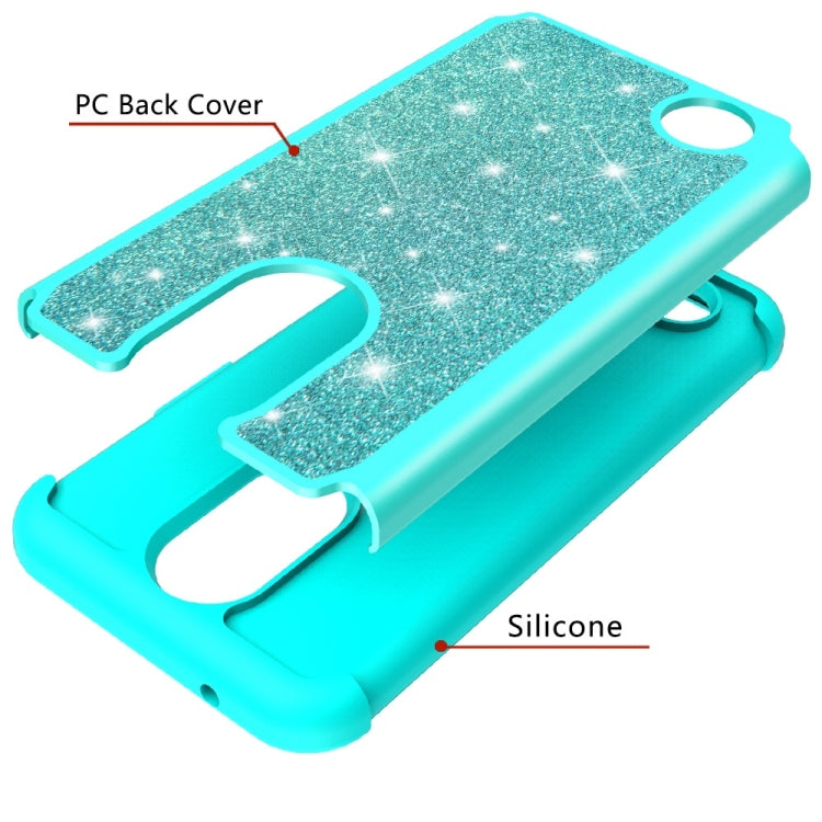 Glitter Powder Contrast Skin Shockproof Silicone + PC Protective Case for LG K10 (2017) / K20 Plus