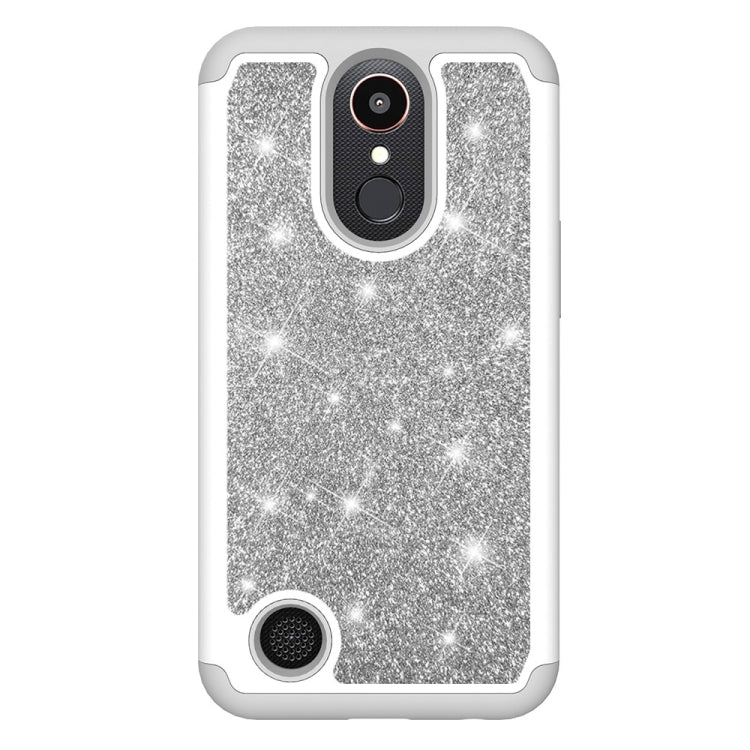 Glitter Powder Contrast Skin Shockproof Silicone + PC Protective Case for LG K10 (2017) / K20 Plus