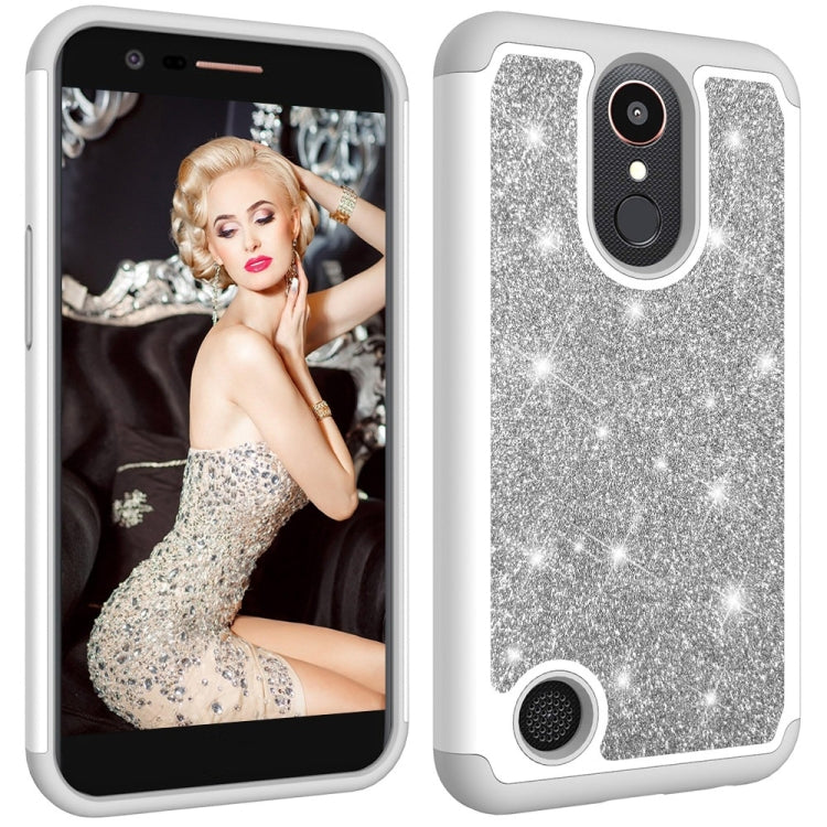 Glitter Powder Contrast Skin Shockproof Silicone + PC Protective Case for LG K10 (2017) / K20 Plus