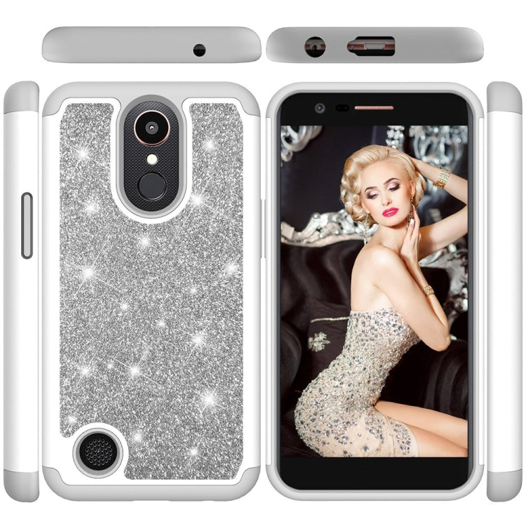 Glitter Powder Contrast Skin Shockproof Silicone + PC Protective Case for LG K10 (2017) / K20 Plus