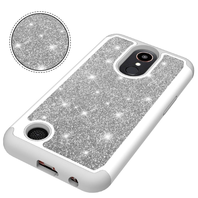 Glitter Powder Contrast Skin Shockproof Silicone + PC Protective Case for LG K10 (2017) / K20 Plus
