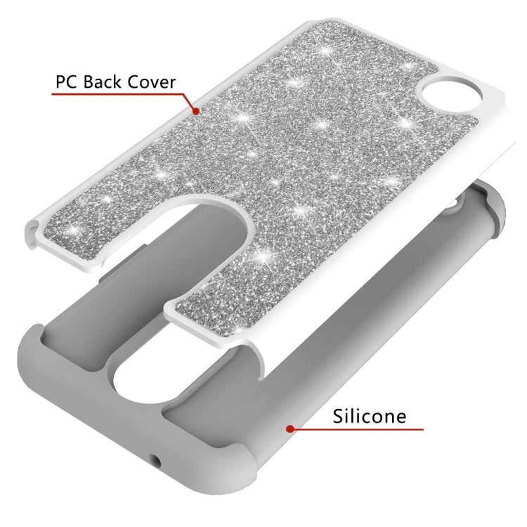 Glitter Powder Contrast Skin Shockproof Silicone + PC Protective Case for LG K10 (2017) / K20 Plus