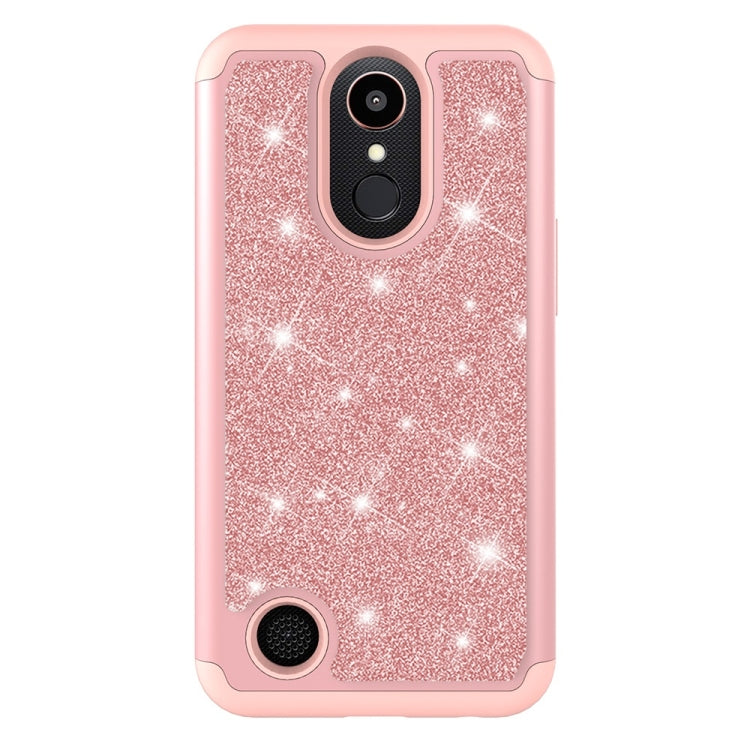 Glitter Powder Contrast Skin Shockproof Silicone + PC Protective Case for LG K10 (2017) / K20 Plus