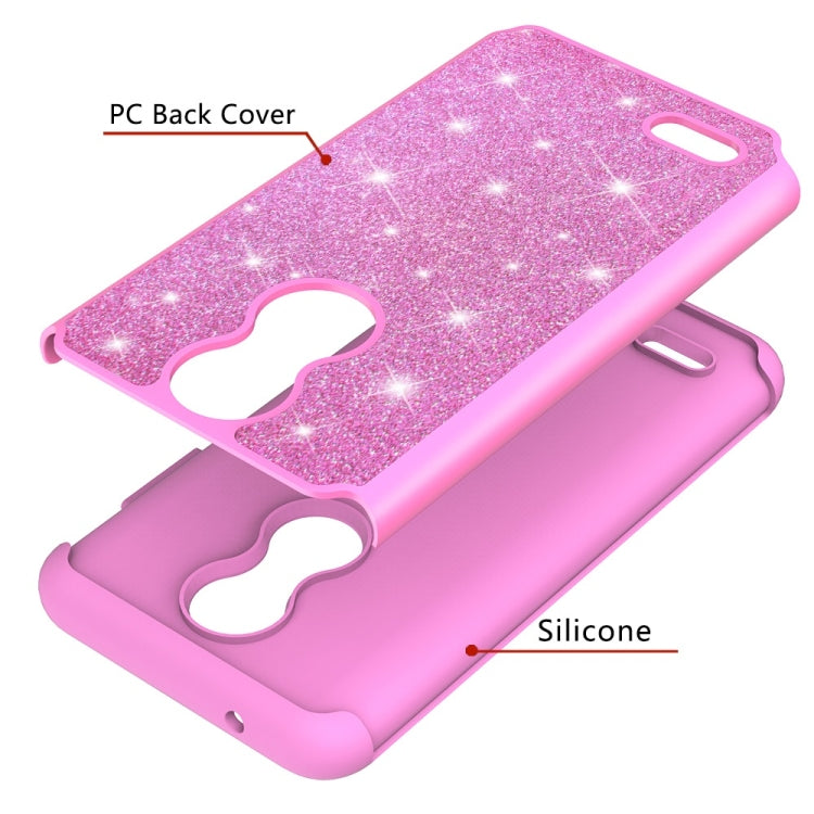 Glitter Powder Contrast Skin Shockproof Silicone + PC Protective Case for LG K10 2018 / K30