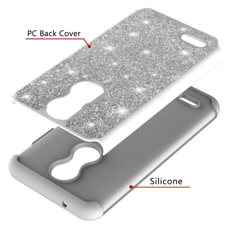Glitter Powder Contrast Skin Shockproof Silicone + PC Protective Case for LG K10 2018 / K30