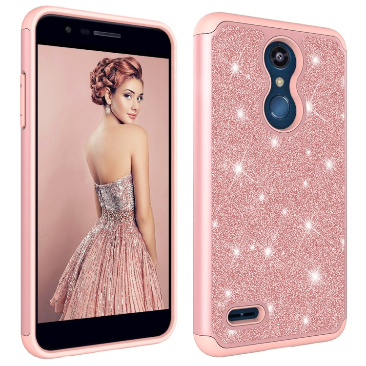 Glitter Powder Contrast Skin Shockproof Silicone + PC Protective Case for LG K10 2018 / K30