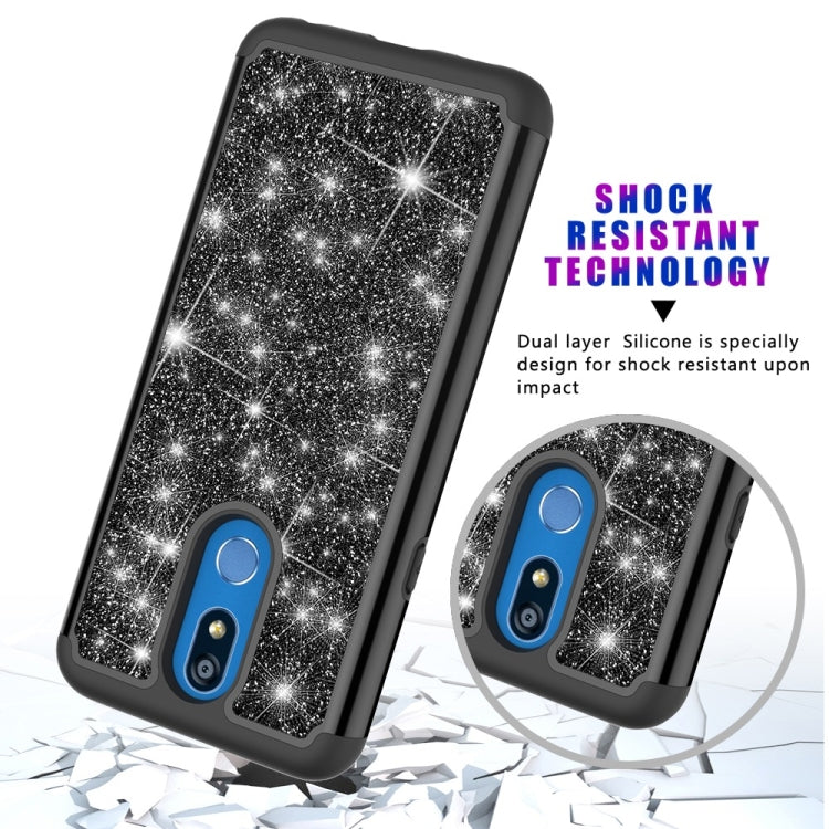 Glitter Powder Contrast Skin Shockproof Silicone + PC Protective Case for LG K40 / K12 Plus
