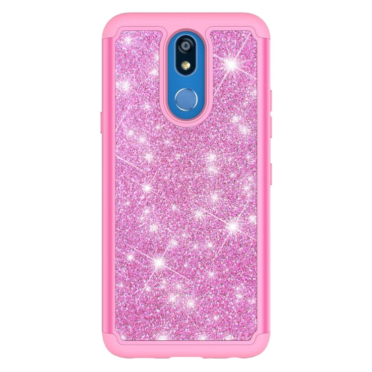Glitter Powder Contrast Skin Shockproof Silicone + PC Protective Case for LG K40 / K12 Plus