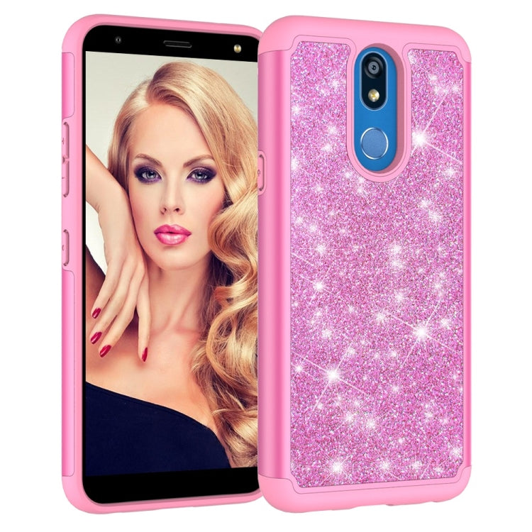 Glitter Powder Contrast Skin Shockproof Silicone + PC Protective Case for LG K40 / K12 Plus