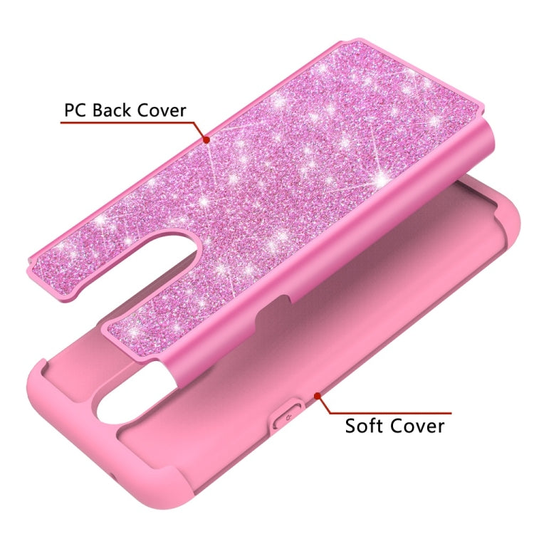 Glitter Powder Contrast Skin Shockproof Silicone + PC Protective Case for LG K40 / K12 Plus