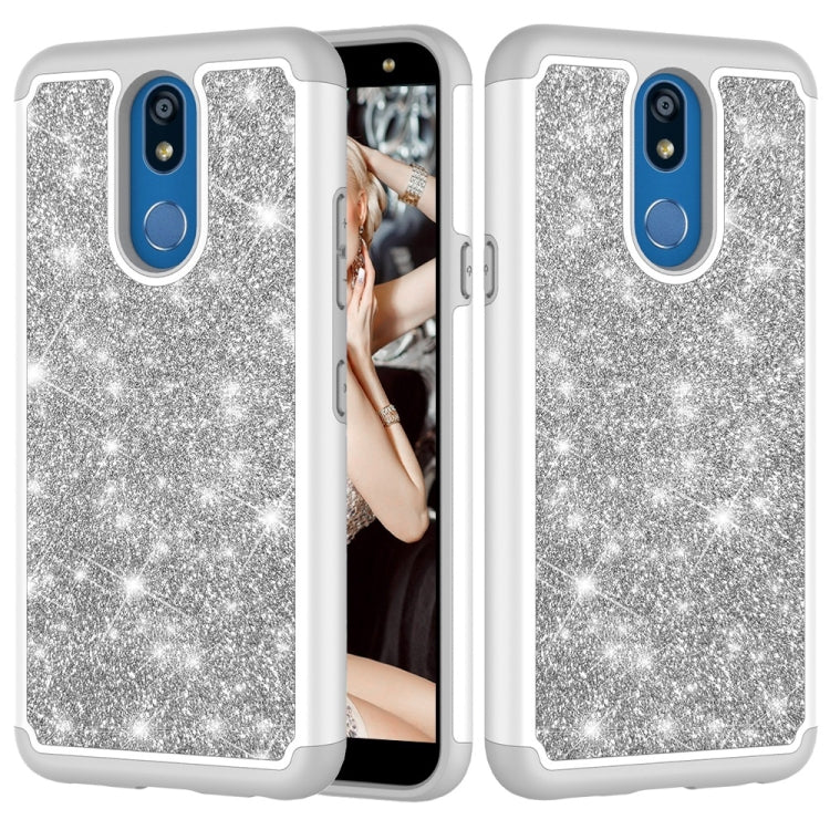 Glitter Powder Contrast Skin Shockproof Silicone + PC Protective Case for LG K40 / K12 Plus