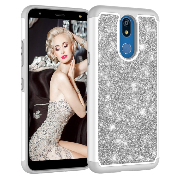 Glitter Powder Contrast Skin Shockproof Silicone + PC Protective Case for LG K40 / K12 Plus
