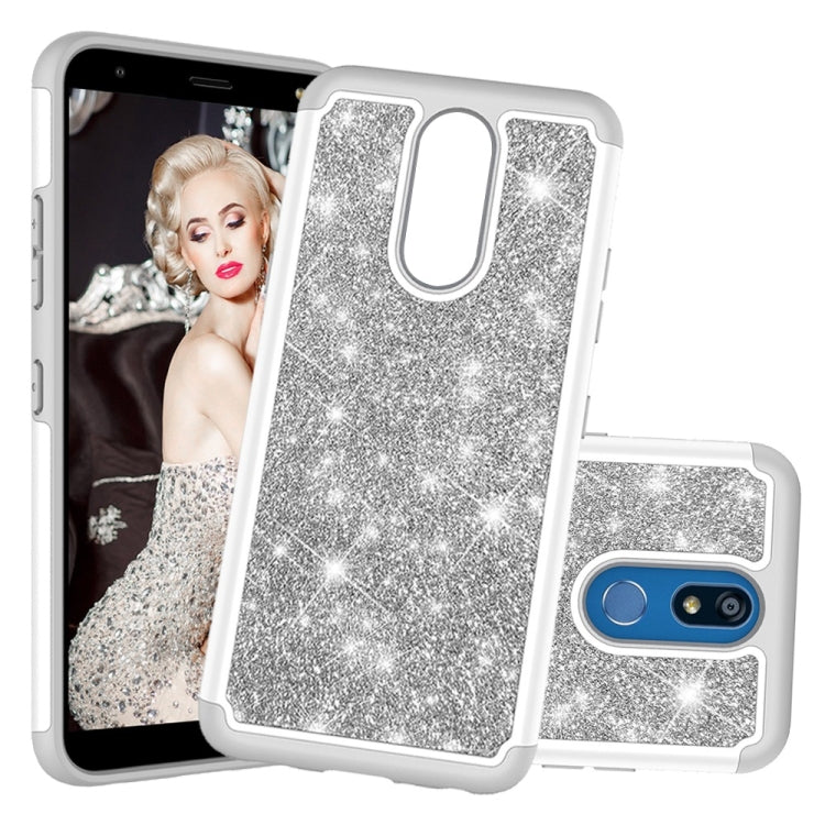 Glitter Powder Contrast Skin Shockproof Silicone + PC Protective Case for LG K40 / K12 Plus