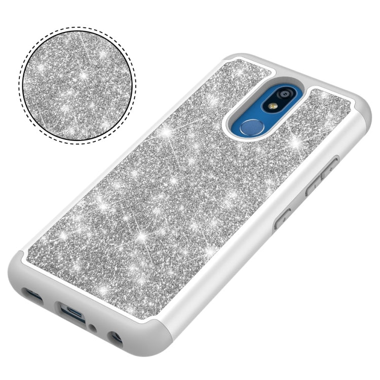 Glitter Powder Contrast Skin Shockproof Silicone + PC Protective Case for LG K40 / K12 Plus