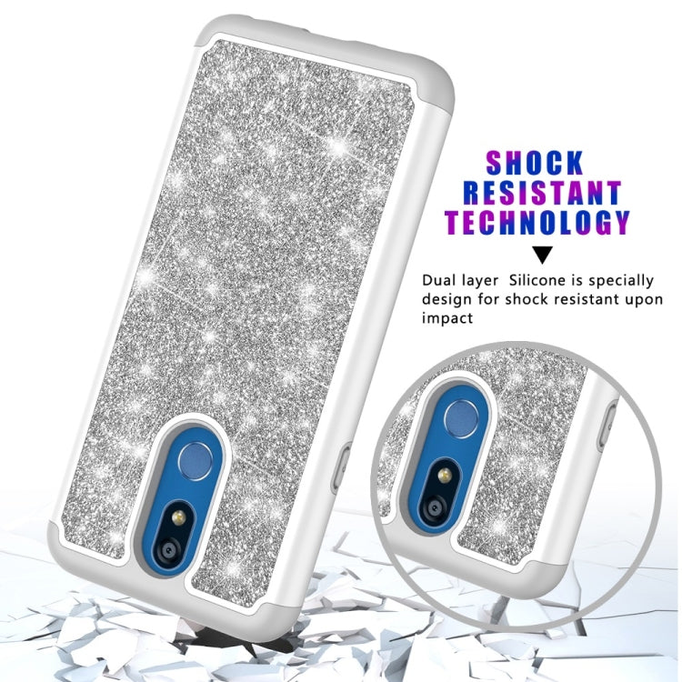 Glitter Powder Contrast Skin Shockproof Silicone + PC Protective Case for LG K40 / K12 Plus