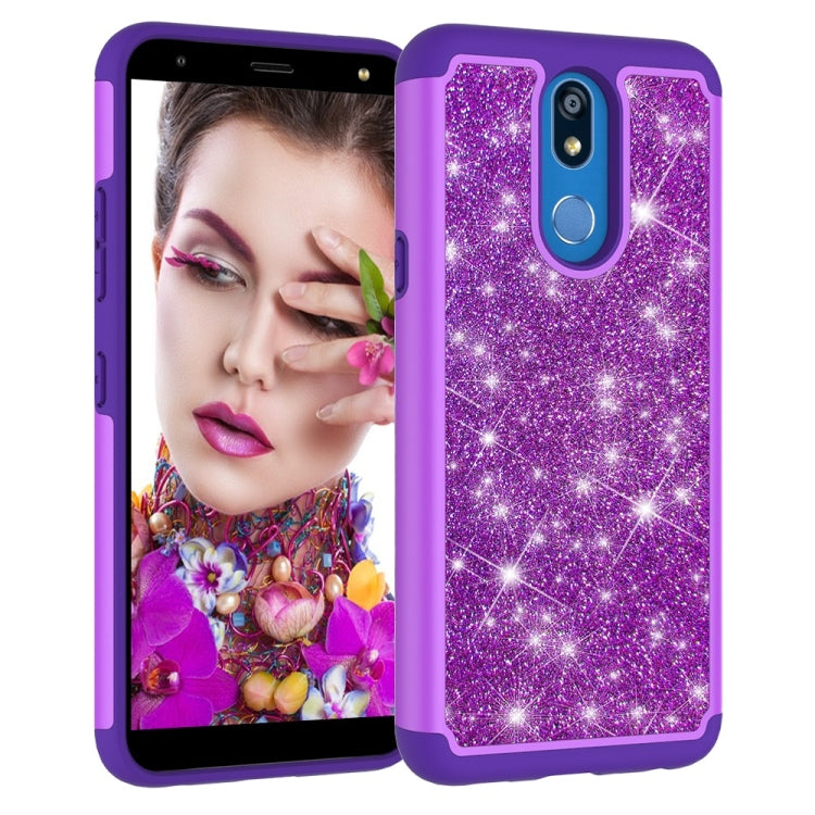 Glitter Powder Contrast Skin Shockproof Silicone + PC Protective Case for LG K40 / K12 Plus