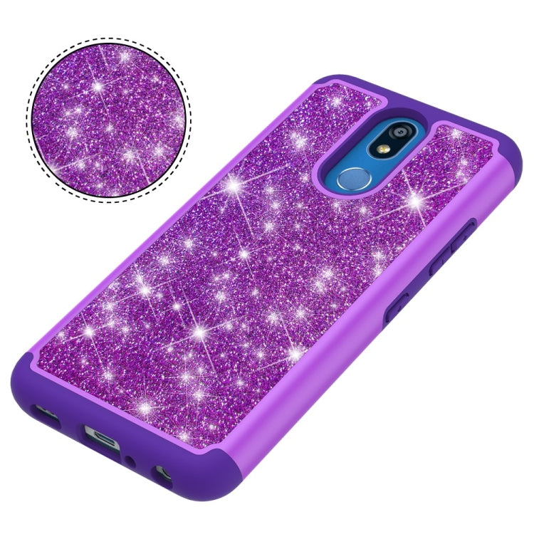Glitter Powder Contrast Skin Shockproof Silicone + PC Protective Case for LG K40 / K12 Plus