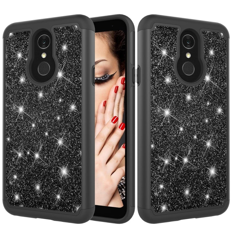 Glitter Powder Contrast Skin Shockproof Silicone + PC Protective Case for LG Q7 / Q7 Plus