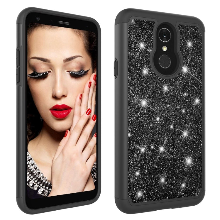 Glitter Powder Contrast Skin Shockproof Silicone + PC Protective Case for LG Q7 / Q7 Plus