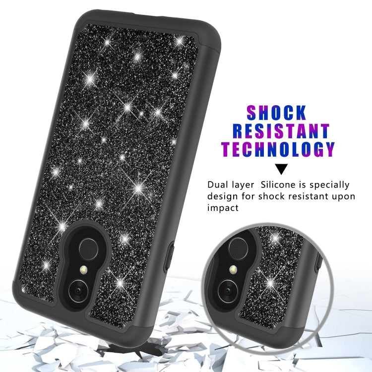 Glitter Powder Contrast Skin Shockproof Silicone + PC Protective Case for LG Q7 / Q7 Plus