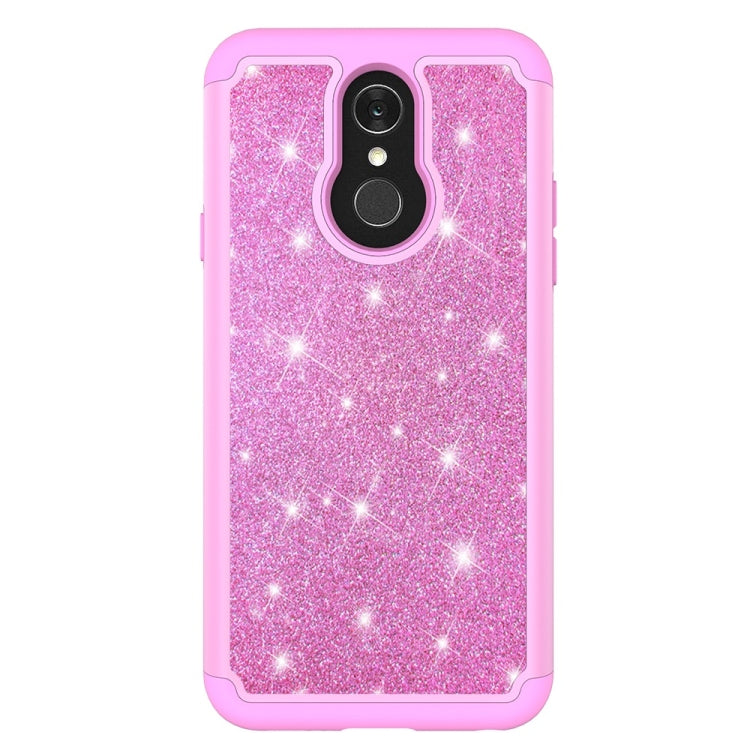 Glitter Powder Contrast Skin Shockproof Silicone + PC Protective Case for LG Q7 / Q7 Plus