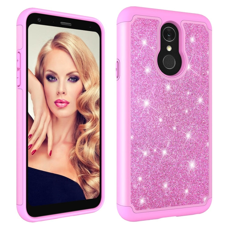Glitter Powder Contrast Skin Shockproof Silicone + PC Protective Case for LG Q7 / Q7 Plus