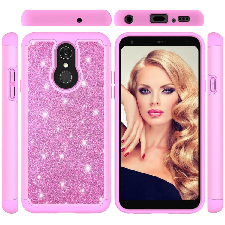 Glitter Powder Contrast Skin Shockproof Silicone + PC Protective Case for LG Q7 / Q7 Plus
