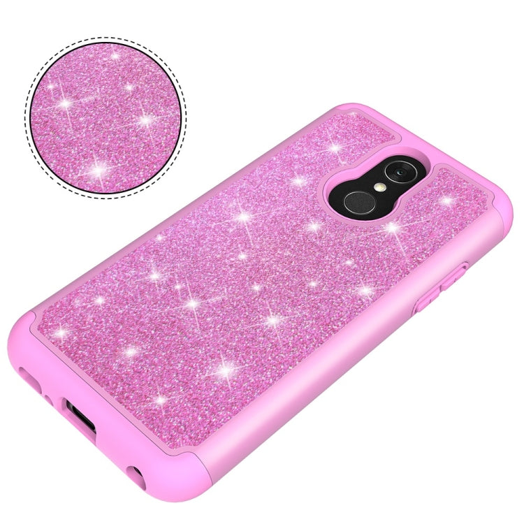 Glitter Powder Contrast Skin Shockproof Silicone + PC Protective Case for LG Q7 / Q7 Plus