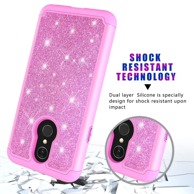 Glitter Powder Contrast Skin Shockproof Silicone + PC Protective Case for LG Q7 / Q7 Plus