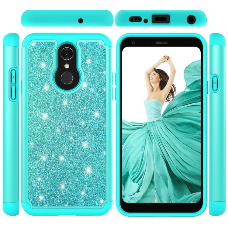 Glitter Powder Contrast Skin Shockproof Silicone + PC Protective Case for LG Q7 / Q7 Plus