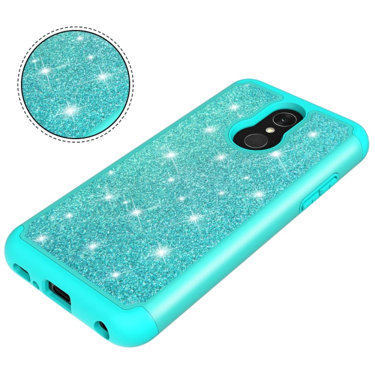 Glitter Powder Contrast Skin Shockproof Silicone + PC Protective Case for LG Q7 / Q7 Plus