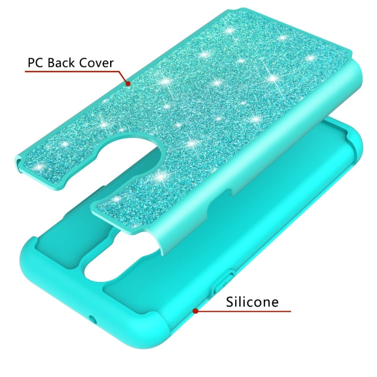 Glitter Powder Contrast Skin Shockproof Silicone + PC Protective Case for LG Q7 / Q7 Plus