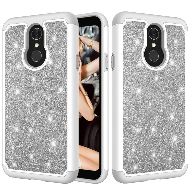 Glitter Powder Contrast Skin Shockproof Silicone + PC Protective Case for LG Q7 / Q7 Plus