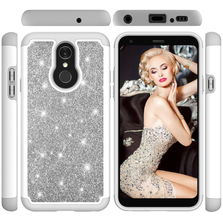 Glitter Powder Contrast Skin Shockproof Silicone + PC Protective Case for LG Q7 / Q7 Plus
