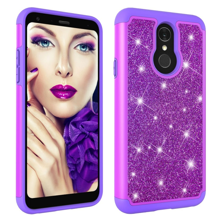 Glitter Powder Contrast Skin Shockproof Silicone + PC Protective Case for LG Q7 / Q7 Plus