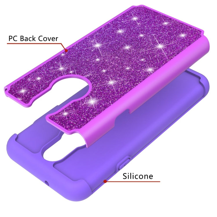 Glitter Powder Contrast Skin Shockproof Silicone + PC Protective Case for LG Q7 / Q7 Plus