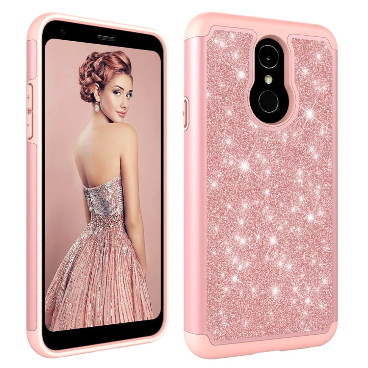 Glitter Powder Contrast Skin Shockproof Silicone + PC Protective Case for LG Q7 / Q7 Plus