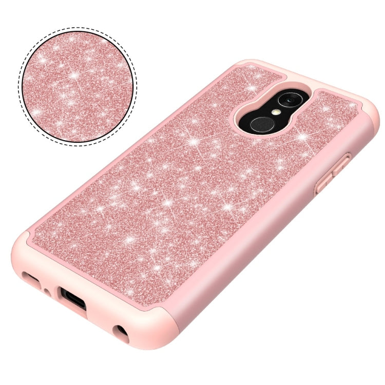 Glitter Powder Contrast Skin Shockproof Silicone + PC Protective Case for LG Q7 / Q7 Plus